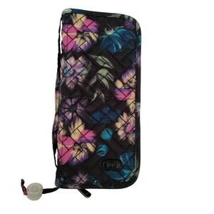 Lug Sleeper Quilted Floral Cosmetic Brush Case Travel Organizer Black Multi